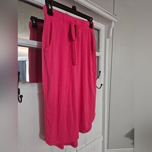 Zenana Outfitters Pink Tie Front Midi Skirt